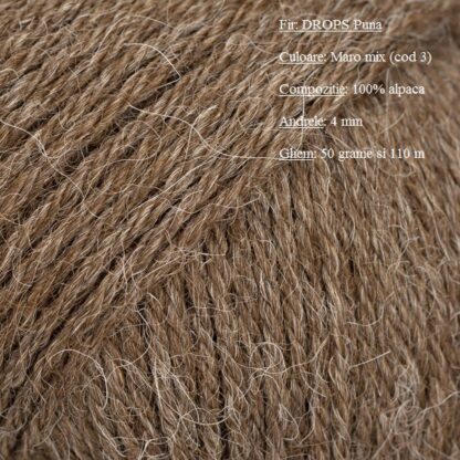 Fir de tricotat si crosetat Drops Puna (alpaca) culoare Maro Natural 03