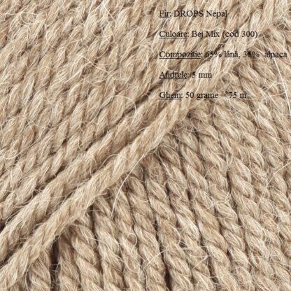 Drops Nepal Fir de tricotat si crosetat din lana si alpaca Culoare 0300 Bej-MIX