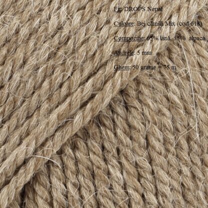 Drops Nepal Fir de tricotat si crosetat din lana si alpaca Culoare 0618 Bej Camila-MIX