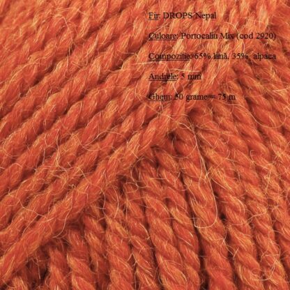 Drops Nepal Fir de tricotat si crosetat din lana si alpaca Culoare 2920 Portocaliu -MIX
