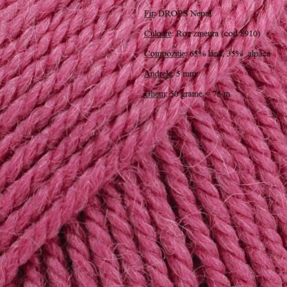 Drops Nepal Fir de tricotat si crosetat din lana si alpaca Culoare 8910 Roz zmeura