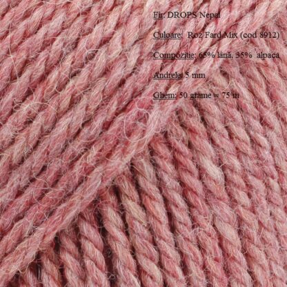 Drops Nepal Fir de tricotat si crosetat din lana si alpaca Culoare 8912 Roz Fard -MIX