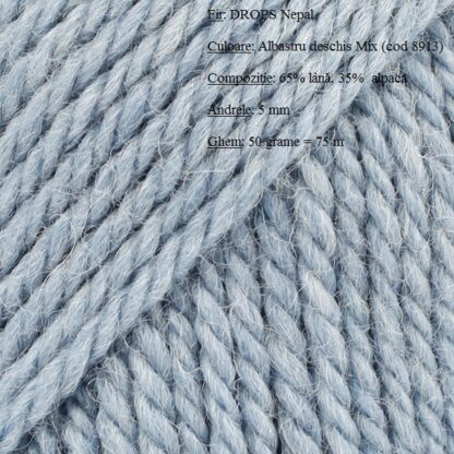 Drops Nepal Fir de tricotat si crosetat din lana si alpaca Culoare 8913 Albastru Deschis - MIX