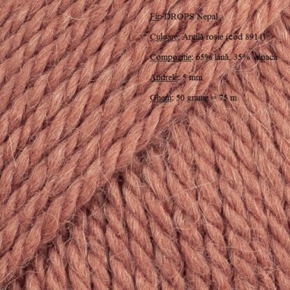 Drops Nepal Fir de tricotat si crosetat din lana si alpaca Culoare 8914 Argila rosie