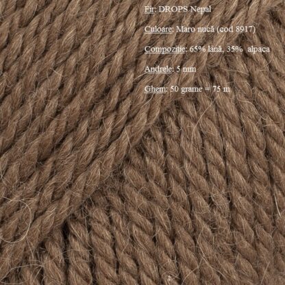 Drops Nepal Fir de tricotat si crosetat din lana si alpaca Culoare 8917 Maro nuca