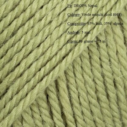 Drops Nepal Fir de tricotat si crosetat din lana si alpaca Culoare 8918 Verde muschi