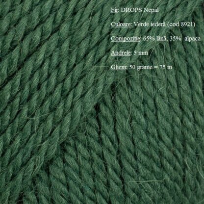 Drops Nepal Fir de tricotat si crosetat din lana si alpaca Culoare 8921 Verde iedera