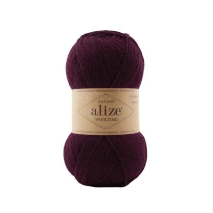 Alize fir de tricotat si crosetat WOOLTIME_75% lana superwash, 25% poliamida_culoare_578_Dark Burgundy