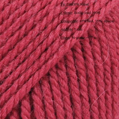 Drops Nepal Fir de tricotat si crosetat din lana si alpaca Culoare 3608 Rodie