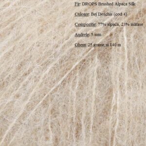 Fir de tricotat si crosetat DROPS Brushed Alpaca Silk culoare Bej Deschis 04-2