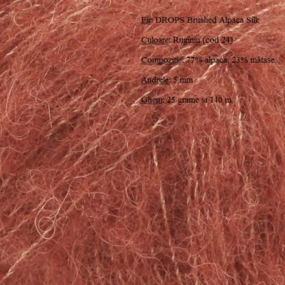 Fir de tricotat si crosetat DROPS Brushed Alpaca Silk culoare Ruginiu 24-2