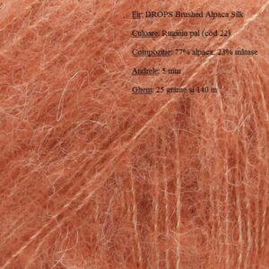 Fir de tricotat si crosetat DROPS Brushed Alpaca Silk culoare Ruginiu Pal 22-2