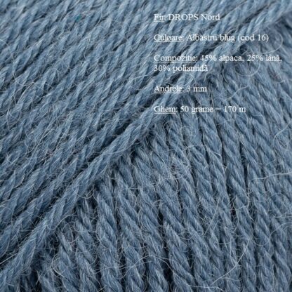 Fir de tricotat si crosetat Drops Nord (alpaca, lana, poliamida) Culoare Albastru Blug 16