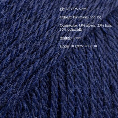 Fir de tricotat si crosetat Drops Nord (alpaca, lana, poliamida) Culoare Bleumarin 15