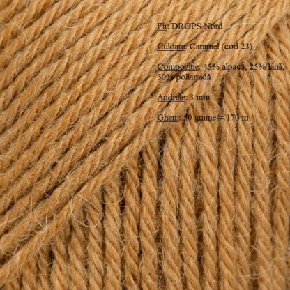 Fir de tricotat si crosetat Drops Nord (alpaca, lana, poliamida) Culoare Caramel 23