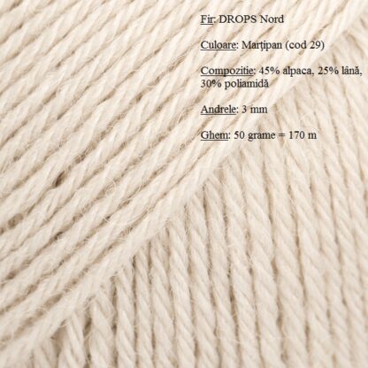 Fir de tricotat si crosetat Drops Nord (alpaca, lana, poliamida) Culoare Martipan 29