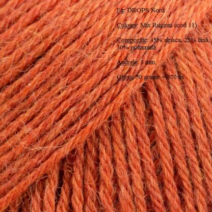 Fir de tricotat si crosetat Drops Nord (alpaca, lana, poliamida) Culoare Ruginiu 11 MIX