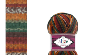 Fir de tricotat sosete Alize SuperWash Comfort Socks_culoare 4447_Print Verde, maro, roscat