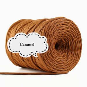 Pimotki_Fir tip Snur plat din matase de poliester_pentru genti si posete crosetate_Grosime 8 mm_Caramel