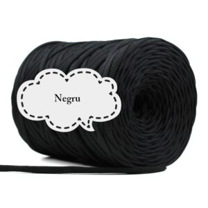 Pimotki_Snur plat din matase de poliester_pentru genti si posete crosetate_Grosime 8 mm_Culoare Negru_