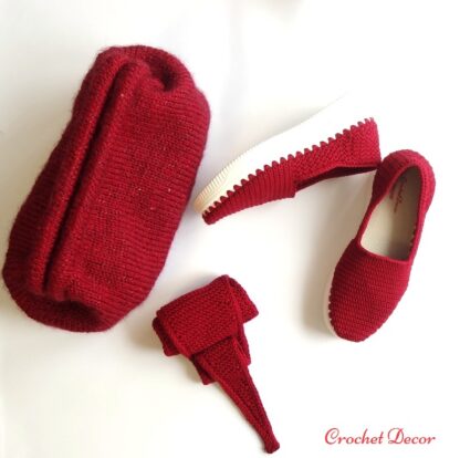 Set poseta tricotata manual, espadrile crosetate si esarfa Sophie_Crochet Decor