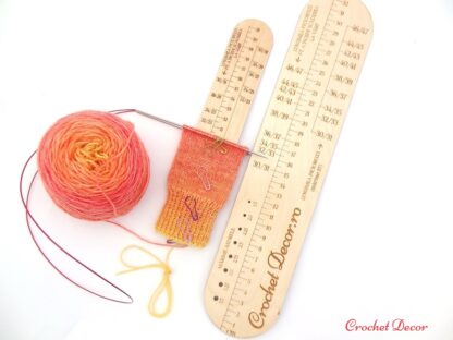 Rigla pentru masurat talpa sosetei tricotate manual de la elastic la varf_Crochet Decor