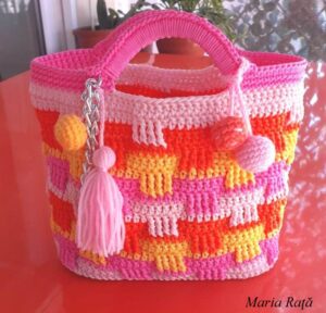 Geanta de mana crosetata manual_Fir Swan Black_accesorii Fiocco_Maria Rata