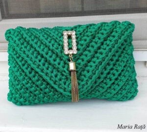 Gentuta de mana tip plic_crosetata manual din fir Swan Black culoareVerde Primavara 78_Maria Rata_2