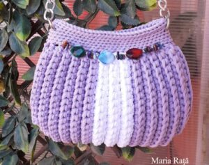 Maria Rata_Geanta crosetata cu fir t-shirt Rainbow Lavanda si vanilla