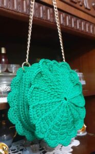 Poseta eleganta de ocazie rotunda crosetata manual, unicat din fir Swan Black_culoare Tiffany_Maria Rata