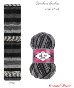 Fir de tricotat din lana pentru sosete_Alize Comfort Socks_cod 2695 Print