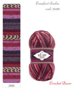 Fir de tricotat din lana pentru sosete_Alize Comfort Socks_cod 2698 Print