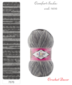 Fir de tricotat din lana pentru sosete_Alize Comfort Socks_cod 7676 Print