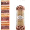 Fir de tricotat si crosetat ciorapi_Alize_Artisan_print 9015 galben, portocaliu, maro