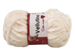 Fir de tricotat si crosetat din catifea pentru jucarii si papuci de casa Vellutino_Culoare Alb Unt_LC222-11
