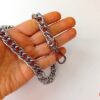 ARLO_Lant metalic echipat cu carabine, latime za 1 cm, lungime 120 cm_Argintiu_3