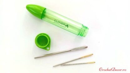 CLOVER Set de 3 ace cu varf bont si bucla larga pt remaiat si finisat tricotaje_5