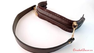 Rama AGATA tip arc cu borduri gaurita si manere din piele ecologica_culoare Maro