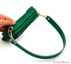 Rama AGATA tip arc cu borduri gaurita si manere din piele ecologica_culoare Verde
