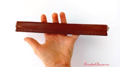 Ramă AGNES – articulată, flexibila, închidere magnetică cu bordură din piele ecologică găurită_Mare lungime 25_Maro Natur_2