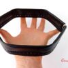 Ramă AGNES – articulată, închidere magnetică cu bordură din piele ecologică găurită_Mare lungime 25 cm, Negru