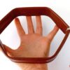 Ramă AGNES – articulată, închidere magnetică cu bordură din piele ecologică găurită_Mare lungime 25 cm_Maro Natur