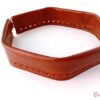 Ramă AGNES – articulată, închidere magnetică cu bordură din piele ecologică găurită_Mica 20 cm_Maro Natur