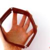 Ramă AGNES – articulată, închidere magnetică cu bordură din piele ecologică găurită_Mica lungime 20 cm_Maro natur