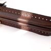 Rama metalica IRENE tip arc imbracata in piele ecologica gaurita si bucle pentru lant_posete crosetate_lungime 20 cm_Culoare Maro