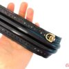 Rama metalica IRENE tip arc imbracata in piele ecologica gaurita si bucle pentru lant_posete crosetate_lungime 20 cm_Culoare Negru