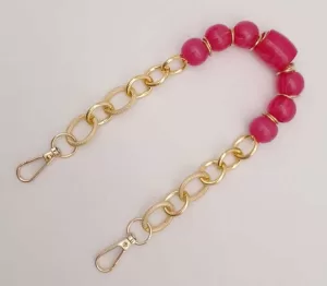 Lant CHARLOTTE scurt de 42 cm, metalic cu margele acrilice_Culoare_FUXIA_2