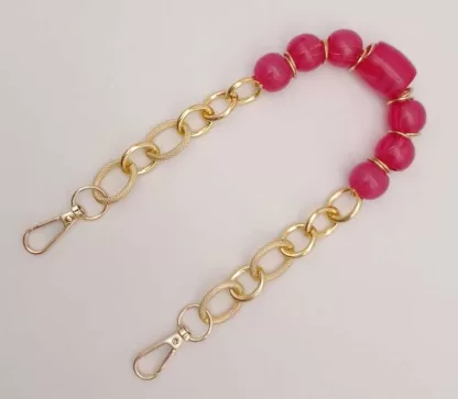 Lant CHARLOTTE scurt de 42 cm, metalic cu margele acrilice_Culoare_FUXIA_2