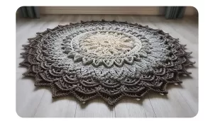 Covor crosetat manual din snur plat poliester PIMOTKI OMBRE Cafea, Roz praf prajiturica, vanilie