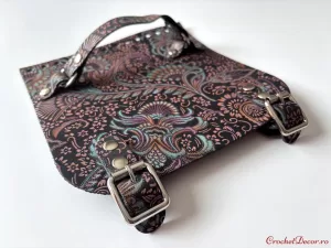 PIMOTKI_Clapeta LAWANDA_din piele naturala pictata_pentru genti crosetate